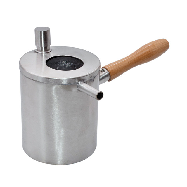 【批发出口】200ML不锈钢煮蜡壶蜡模锅 蜡烛壶木质手柄养蜂工具