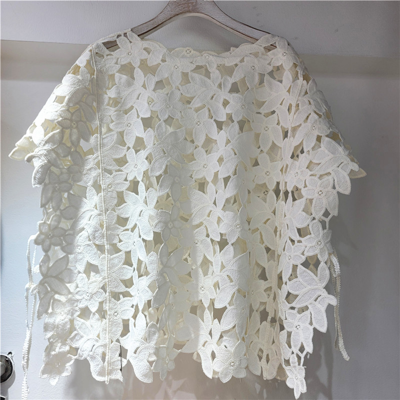 Temperamento francés hueco camisa de cuello redondo de manga corta otoño 2025 nuevo estilo de alta moda camisa suelta universal mujer image 3