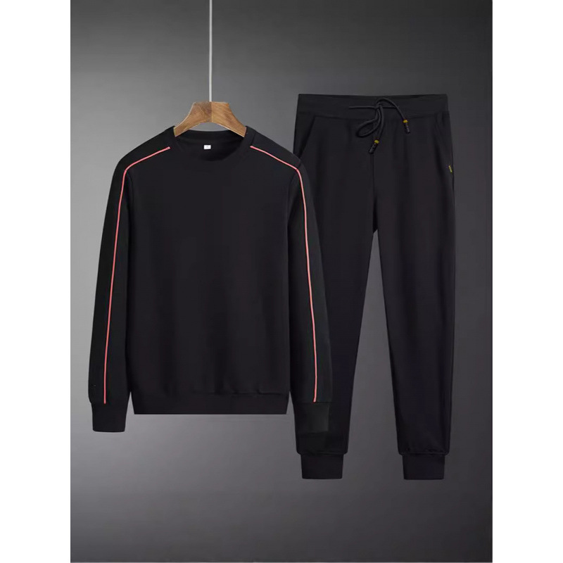 2024 moda todo-fósforo tendencia simple cuello redondo moda hombres estilo coreano delgado casual suéter pantalones traje cien