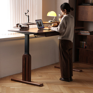 Modern Simple North American Black Walnut Electric Lifting Desk Smart Solid Wood Lifting Desk Computer Desk Foshan