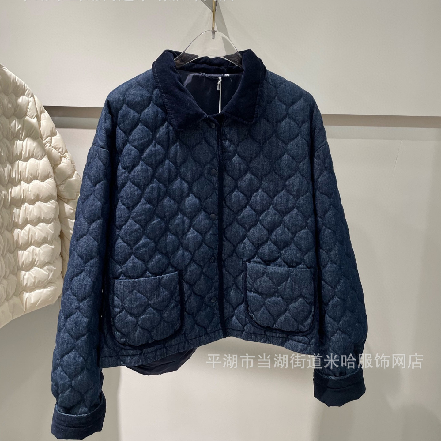 Autumn and Winter New Small Lapel Denim down Jacket Cotton Women 51024