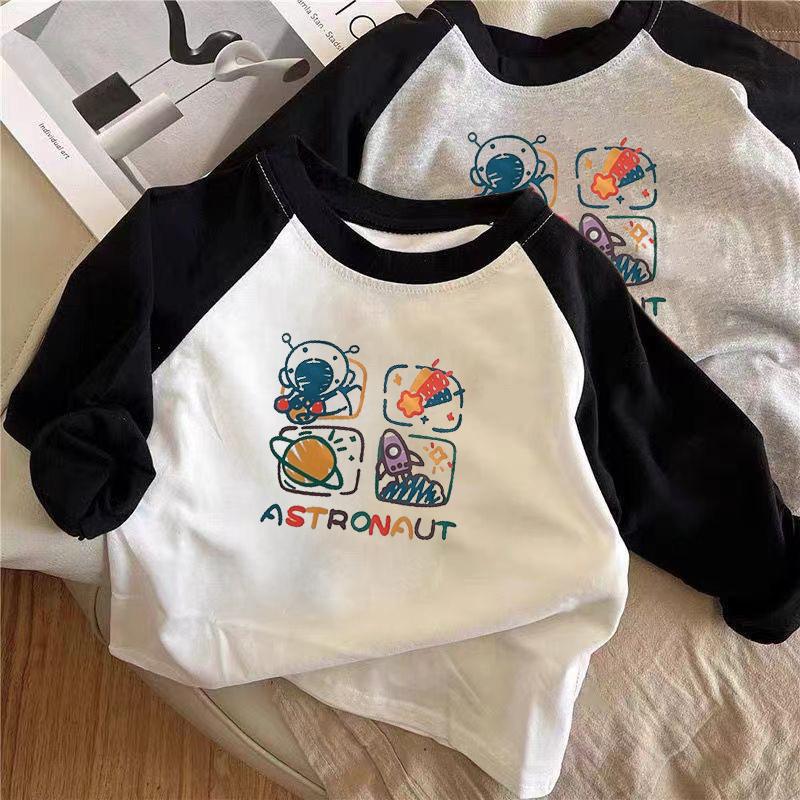 純綿子供春と秋の長袖tシャツの新型男女子供秋のボトムシャツ|undefined