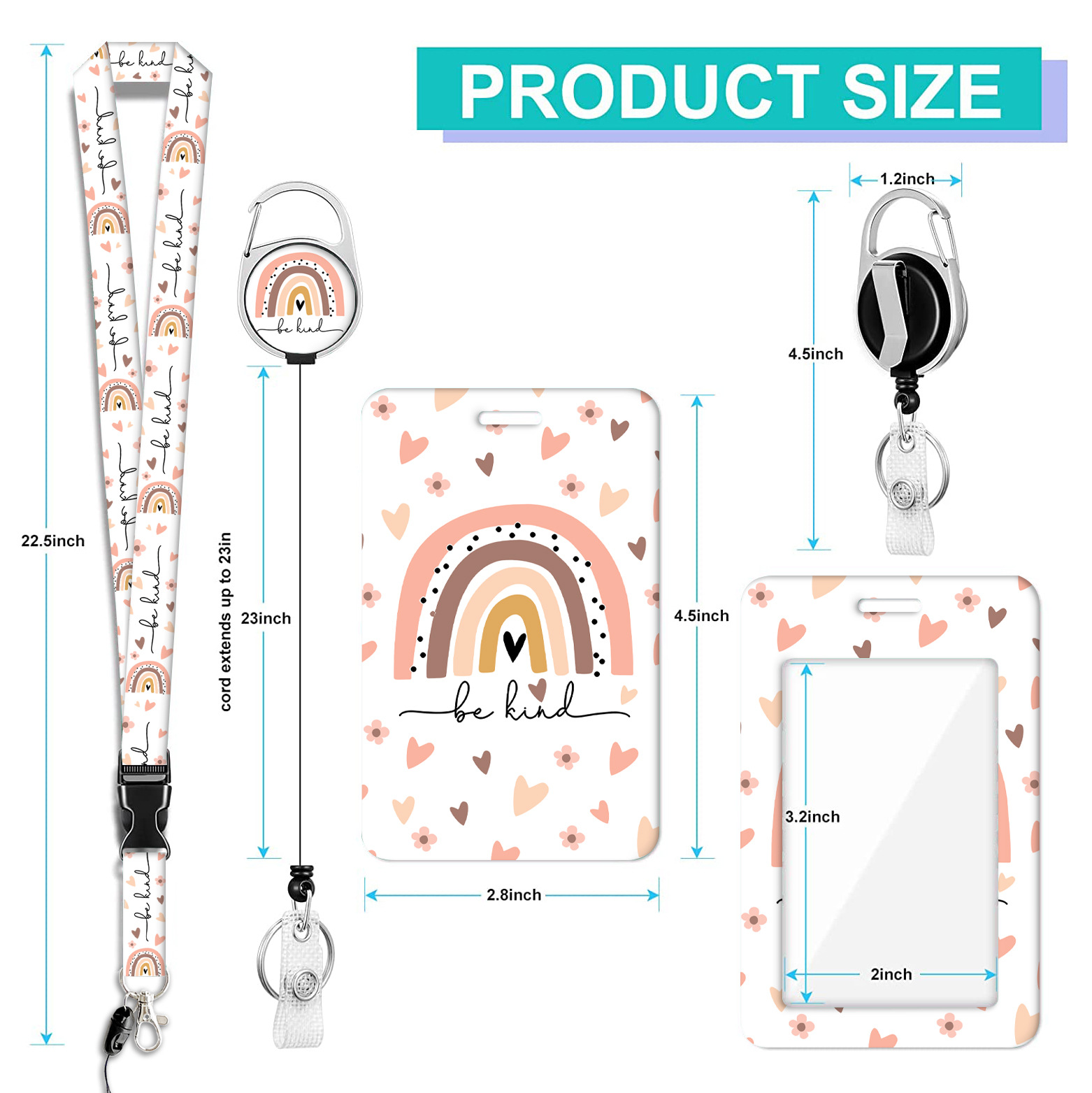 Aleación de zinc epoxi Arco Iris fácil tirar hebilla fácil tirón leopardo impresión Arco Iris impreso poliéster cordón PVC certificado titular de la tarjeta