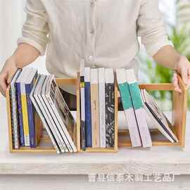跨境木质黑胶唱片收纳架家用实木可伸缩多分隔杂志书本笔记整理架