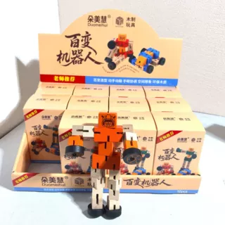 创意木质百变机器人玩具儿童益智解压拼装扭扭玩具学生小礼物批发