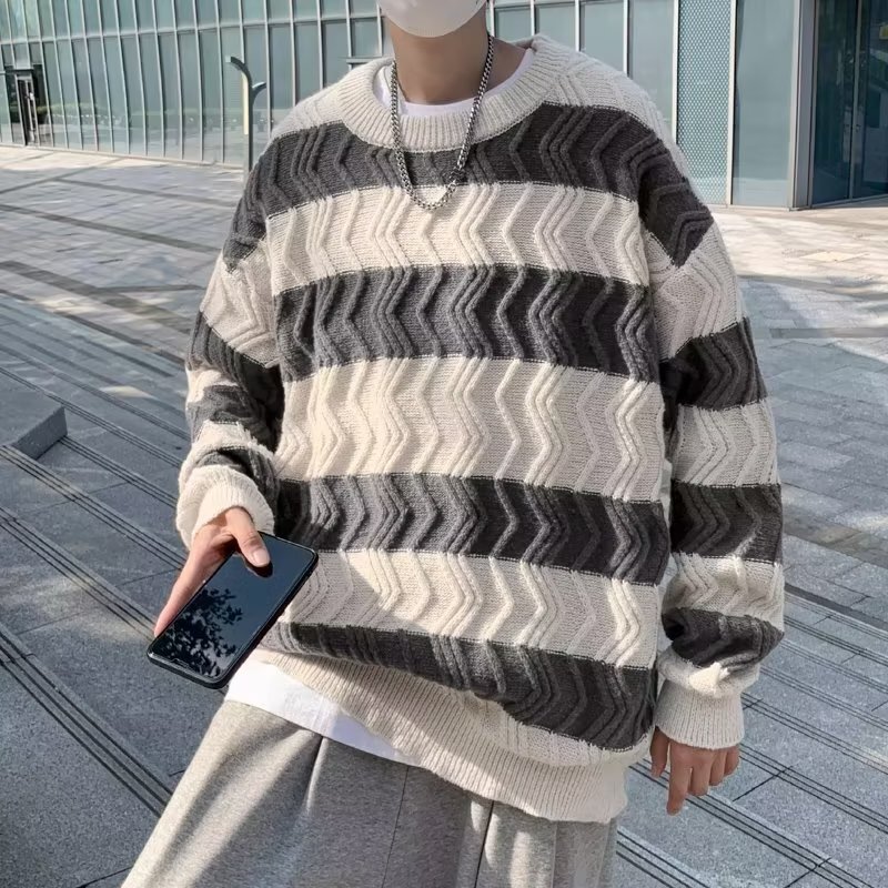 跨境爆款针织衫毛衣男女提花高质宽松圆领多款式可选外贸工厂批发|undefined
