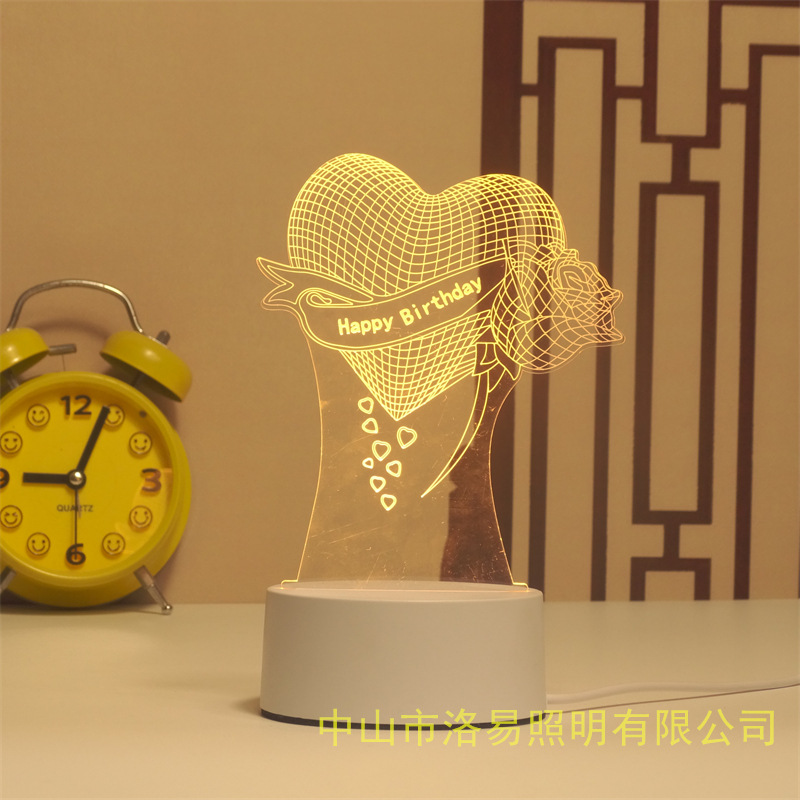 3D lámpara de noche acrílica atmósfera regalos de cabecera atmósfera lámpara de evento regalos al por mayor DIY lámpara de escritorio ideas de Navidad