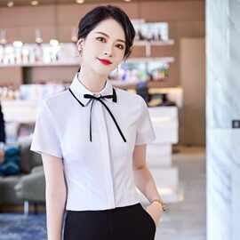 白色短袖衬衫女工作服2025年夏季新款雪纺衫薄衬衣职业装短袖上衣