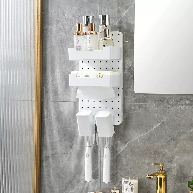 洞洞板免打孔家用宿舍浴室墙壁厨房置物架搁板壁挂隔板收纳洞洞板