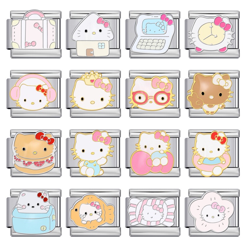 New Cute Cartoon Pattern Italian Module Bracelet Titanium Steel Gold-Plated Welded DIY Strap Chain Bracelet