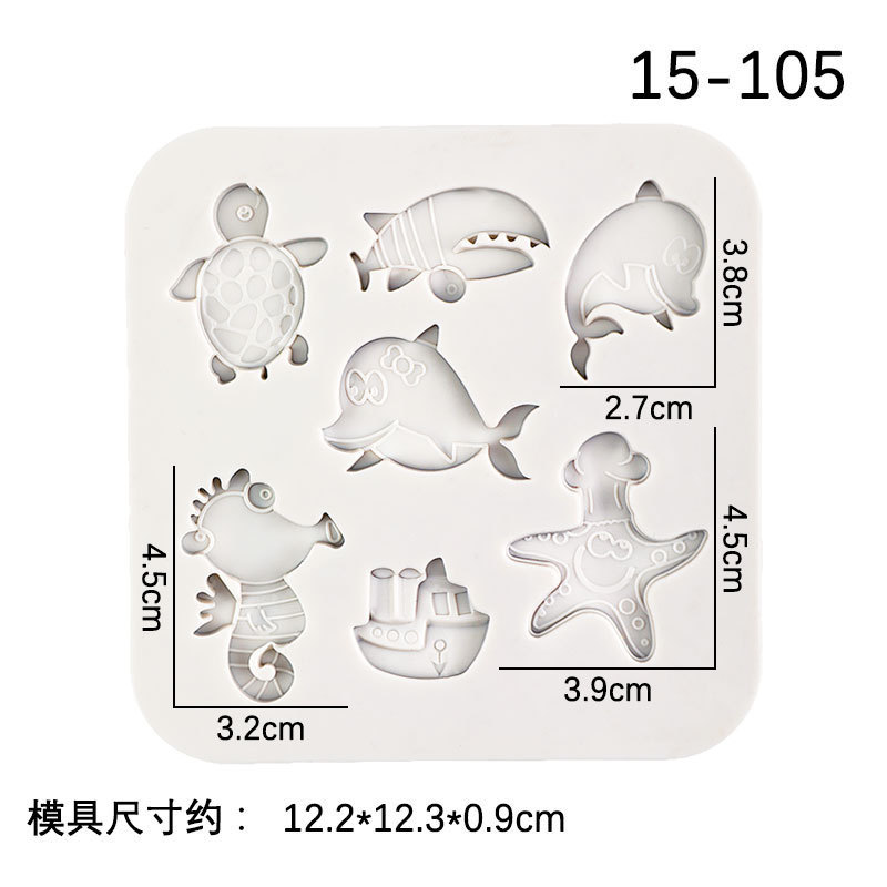 Océano serie delfín tortuga de mar caballito de mar estrella de mar cangrejo Coco árbol fondant pastel de chocolate decorativo molde de silicona