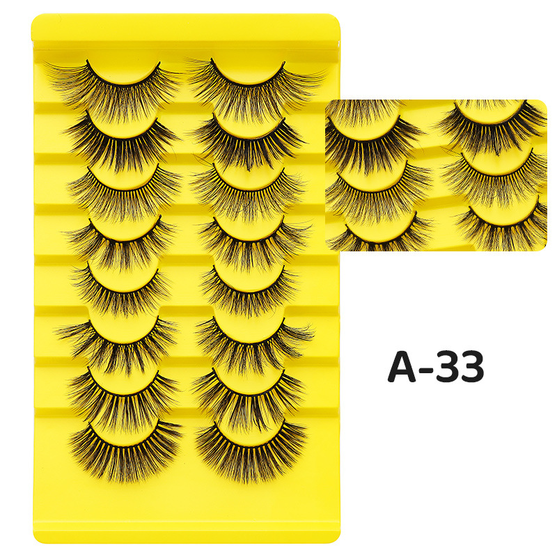 DINGSEN fuente transfronteriza fábrica pestañas falsas 8 pares de pestañas naturales gruesas de gran volumen LOGO