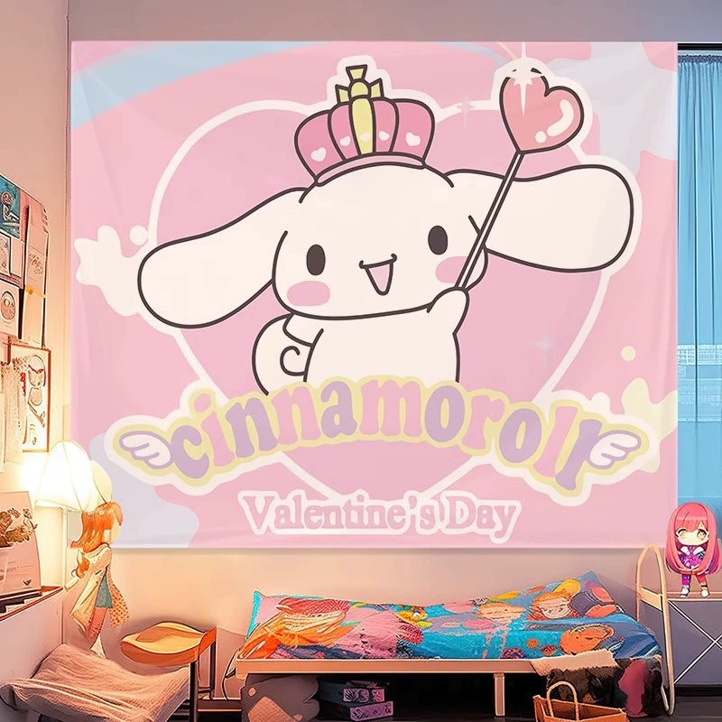 Sanrio INS фоновая ткань с милой мелайи, подвесная ткань Cuolomi, девичье сердечко, коричный узор, настенный гобелен для общежития