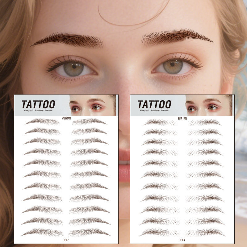 3D Eyebrow Stickers Waterproof and Sweat-Proof Eyebrow Tattoo Stickers Natural Eyebrow Shape Lazy Semi-Permanent Korean-Style Single Eyebrow