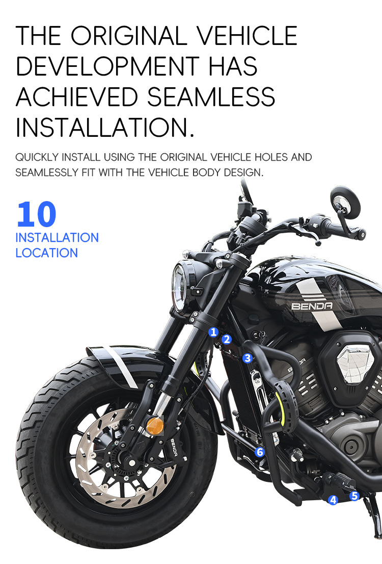 Suitable for Benda Graystone 707 crash bars, anti-fall bumpers, foldable backrest, rear rack, quick-release side bags, tail rack modification