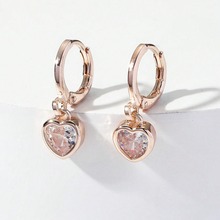 复古甜美高级少女心形锆石爱心耳扣耳饰百搭简约优雅 小众设计