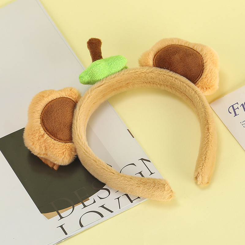 Otoño y invierno lindos estereoscópicos de peluche bandeja de cabello de dibujos animados orejas de gato orejas de conejo lavar la cara bandeja de cabello rojo al por mayor accesorios para el cabello