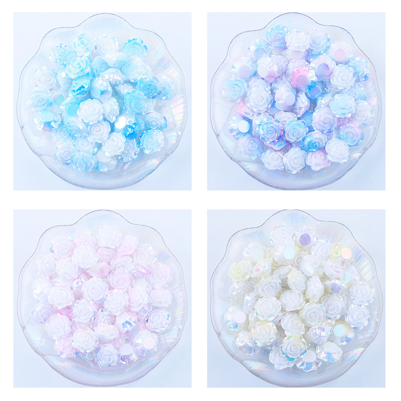 AB galvanoplastia agujero medio color rosa DIY crema pegamento accesorios de resina horquilla pequeña joyería material al por mayor