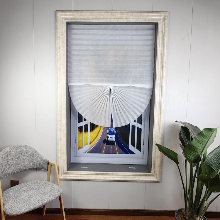 Folding curtain a generation of semi-shading can be cut and pasted non-woven balcony bedroom bathroom kitchen pleated curtain Folding curtain a generation of semi-shading can be cut and pasted non-woven balcony bedroom bathroom kitchen pleated curtain