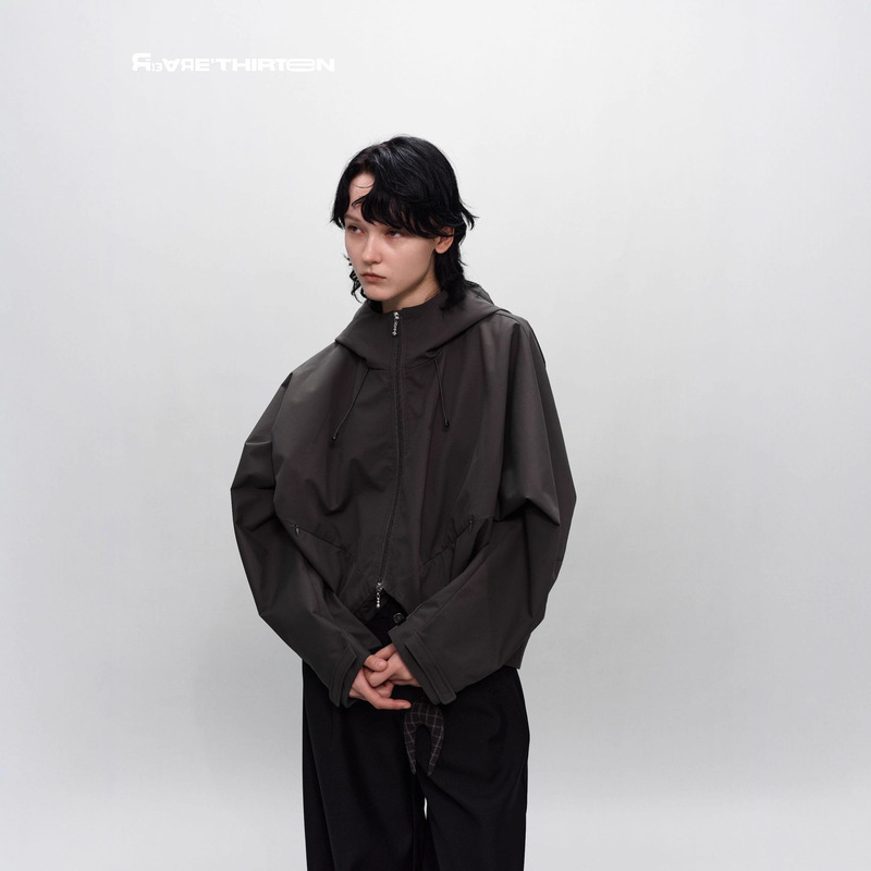 十三行R13新款夹克时髦廓形显瘦连帽高领短款风衣外套女2025AW|undefined