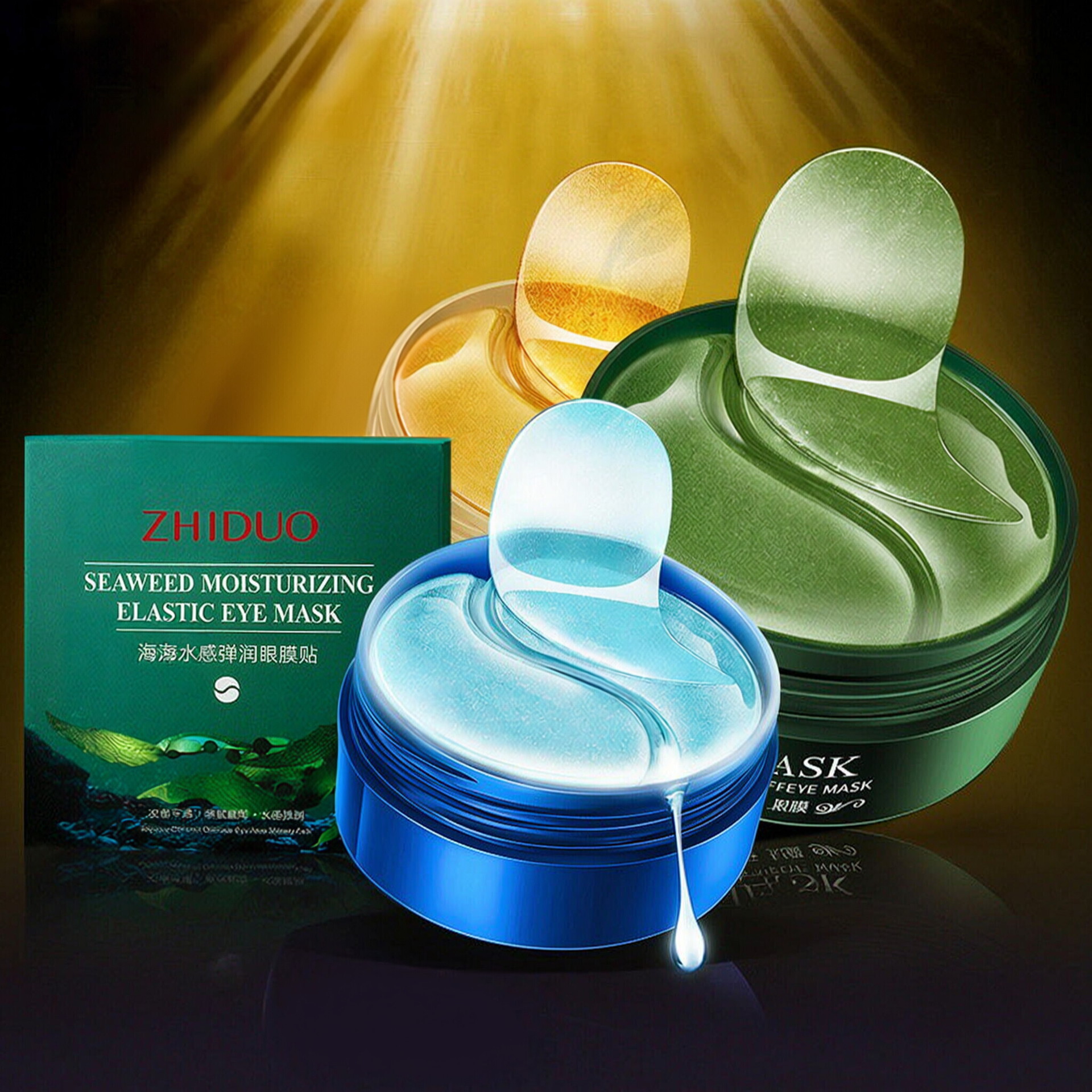 Zhiduo Seaweed Hydrating Elastic Eye Mask with Red Snake Venom for Wrinkle Reduction and Firming, Sea Fennel Crystal Moisturizing Noblewoman Eye Mask