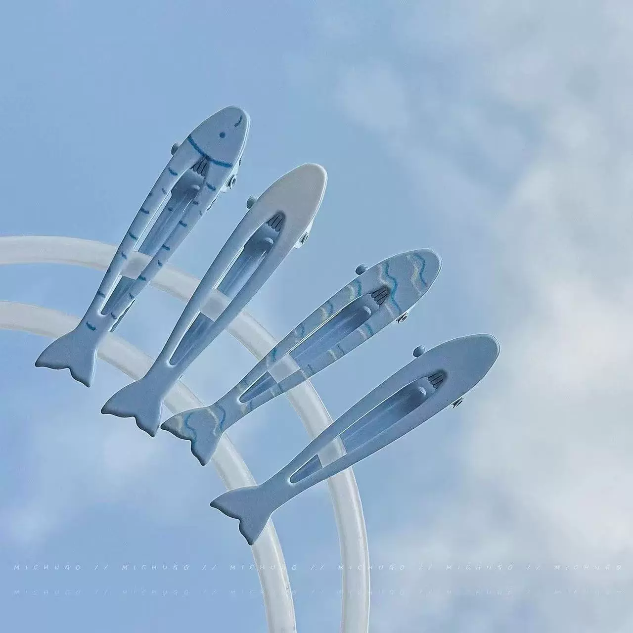 可爱小红书同款无痕小清新鱼发夹夏日百搭奶蓝甜美小众鱼发卡批发