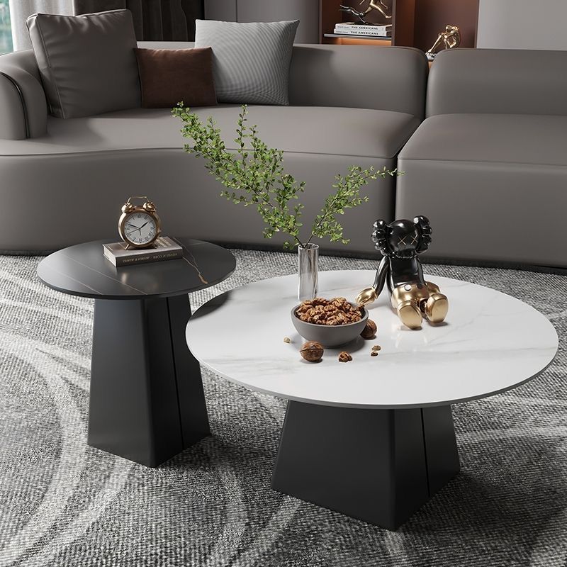 Luz y lujo moderno mesa de té redonda de tabla de roca sala de estar casa pequeña mesa de té redonda mesa de estudio