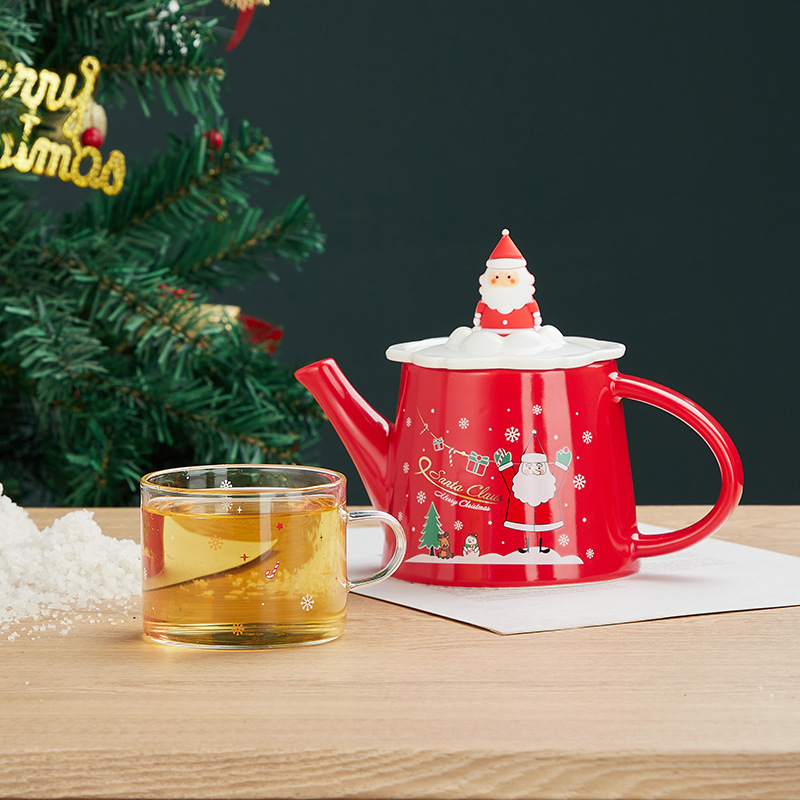 Creativo tridimensional Santa Claus juego de té traje de suministro transfronterizo de cerámica mano regalo imprimible logo mano regalo traje