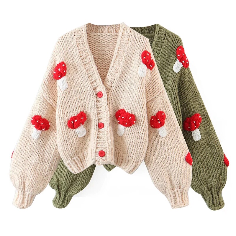American Style 2022 Autum Hand-Knitted Tulip Single-Breasted Knitwear Jacket for Women Loose Slimming Look Long-Sleeved Knitwear American Style 2022 Autum Hand-Knitted Tulip Single-Breasted Knitwear Jacket for Women Loose Slimming Look Long-Sleeved Knitwear