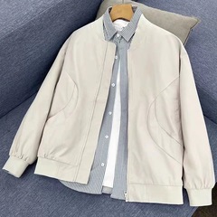 夹克男春秋新款户外时尚休闲上衣服宽松大码工装立领男士外套跨境