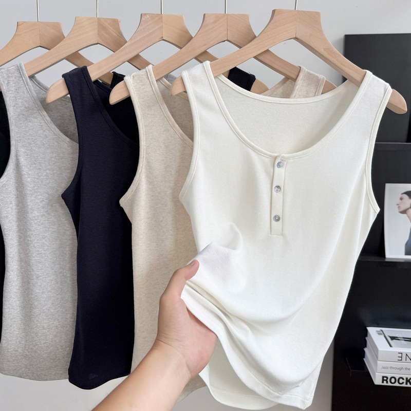 Solid Color Lyocell Camisole for Women, Summer 2026 New Style, Tencel Linen Buttoned Tank Top, Skin-Friendly Sleeveless Inner Layer Base Shirt Solid Color Lyocell Camisole for Women, Summer 2026 New Style, Tencel Linen Buttoned Tank Top, Skin-Friendly Sleeveless Inner Layer Base Shirt