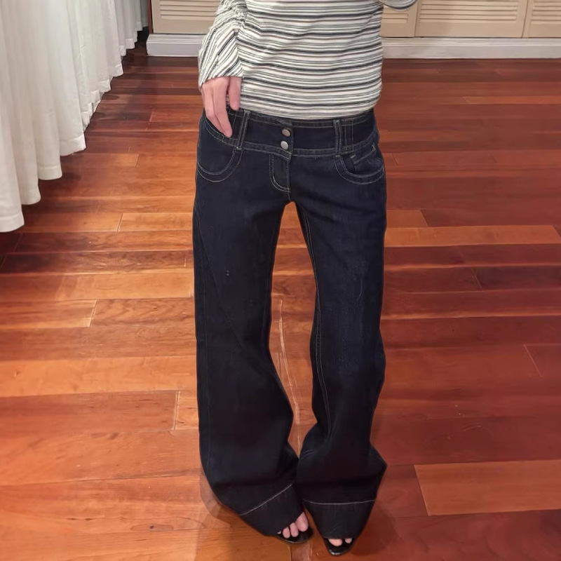 Straight-Leg Jeans for Women, Loose Fit, Spring Style, Wide-Leg, Low-Waist, Straight-Cut, Drapey, Slimming, Long Pants for Women Straight-Leg Jeans for Women, Loose Fit, Spring Style, Wide-Leg, Low-Waist, Straight-Cut, Drapey, Slimming, Long Pants for Women