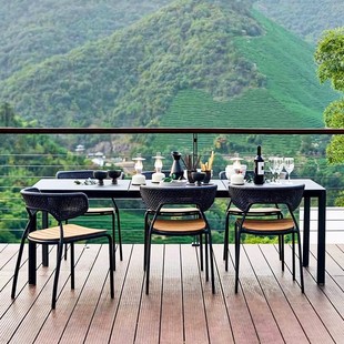 Nordic Outdoor Leisure Tables and Chairs Rattan Villa Courtyard Balcony Open-Air Garden Outdoor Waterproof and Sun-Proof Furniture Combination