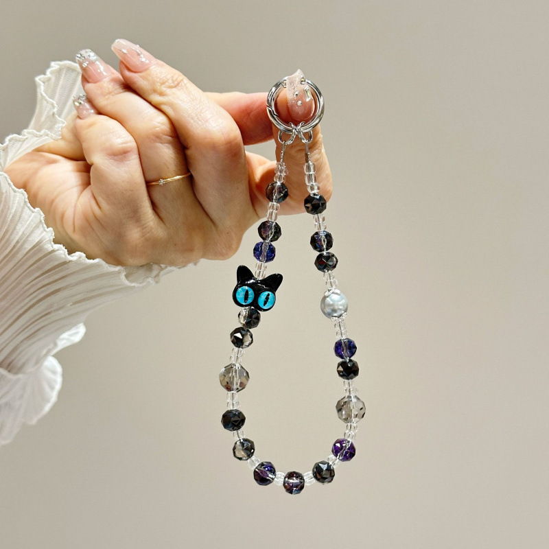 합금 고양이 눈 크리스탈 체인 블랙