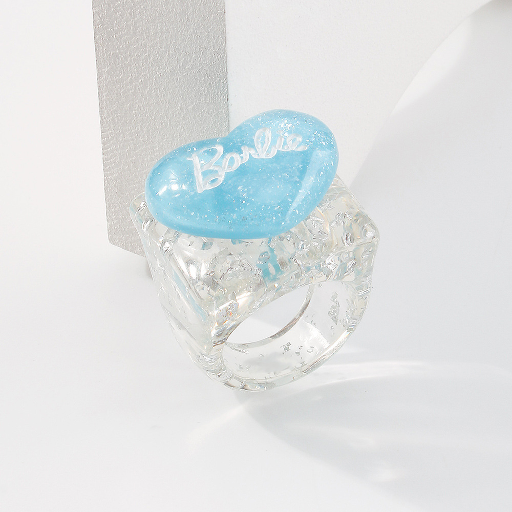 Simple Candy Color Heart Letter Resin Ring Wholesale Nihaojewelry display picture 34