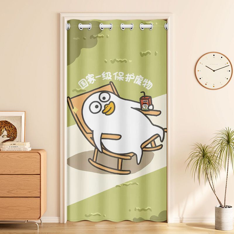 Cartoon Bedroom Room Home Door Curtain Air Conditioner Windproof Air Conditioning Partition Curtain Punch-Free Telescopic Rod Anti-Privacy Curtain