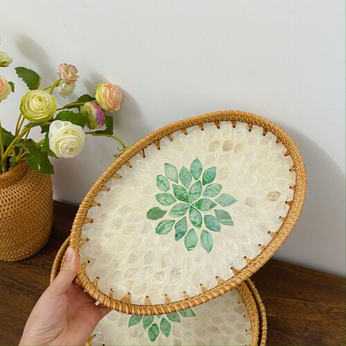 Vietnamese rattan woven Japanese fruit plate tea shell snacks homemade living room snack tray tea snack snack storage basket