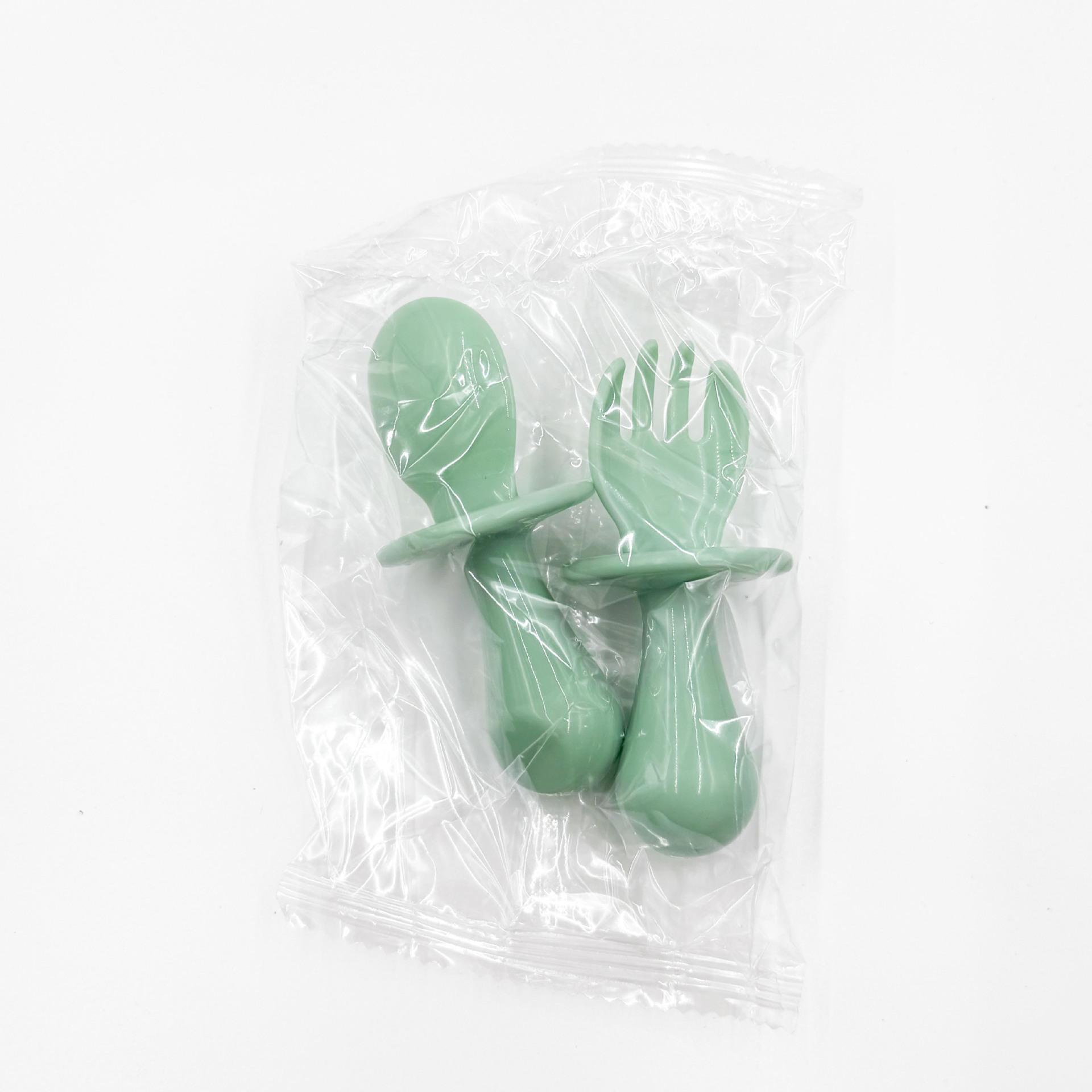 Suministro directo de fábrica cuchara de bebé niños suplemento alimenticio tenedor cuchara niños aprenden comida cuchara de entrenamiento cuchara anti-estrangulamiento mango corto tenedor cuchara