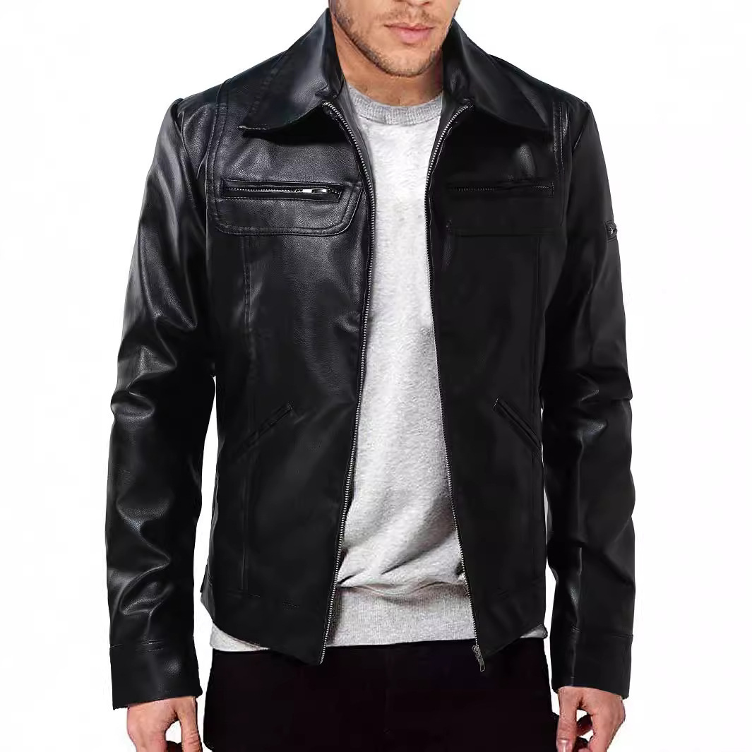 Neue PU 2024 Motorradjacke mit Lederkragen für Herren_voghion.com