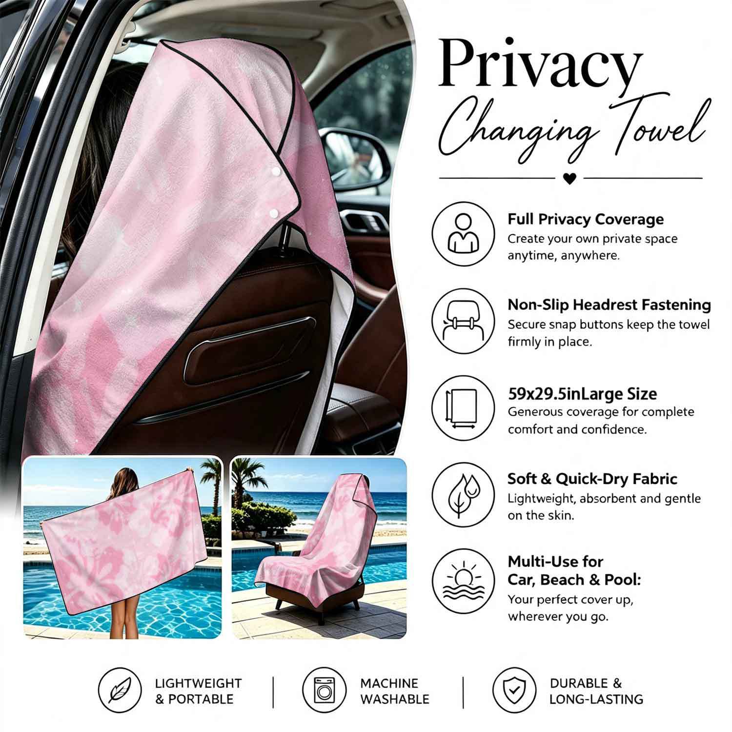 Printed bath towel and car seat cover 2-in-1, ultra-fine fiber outdoor beach and car dual-use universal seat cushion