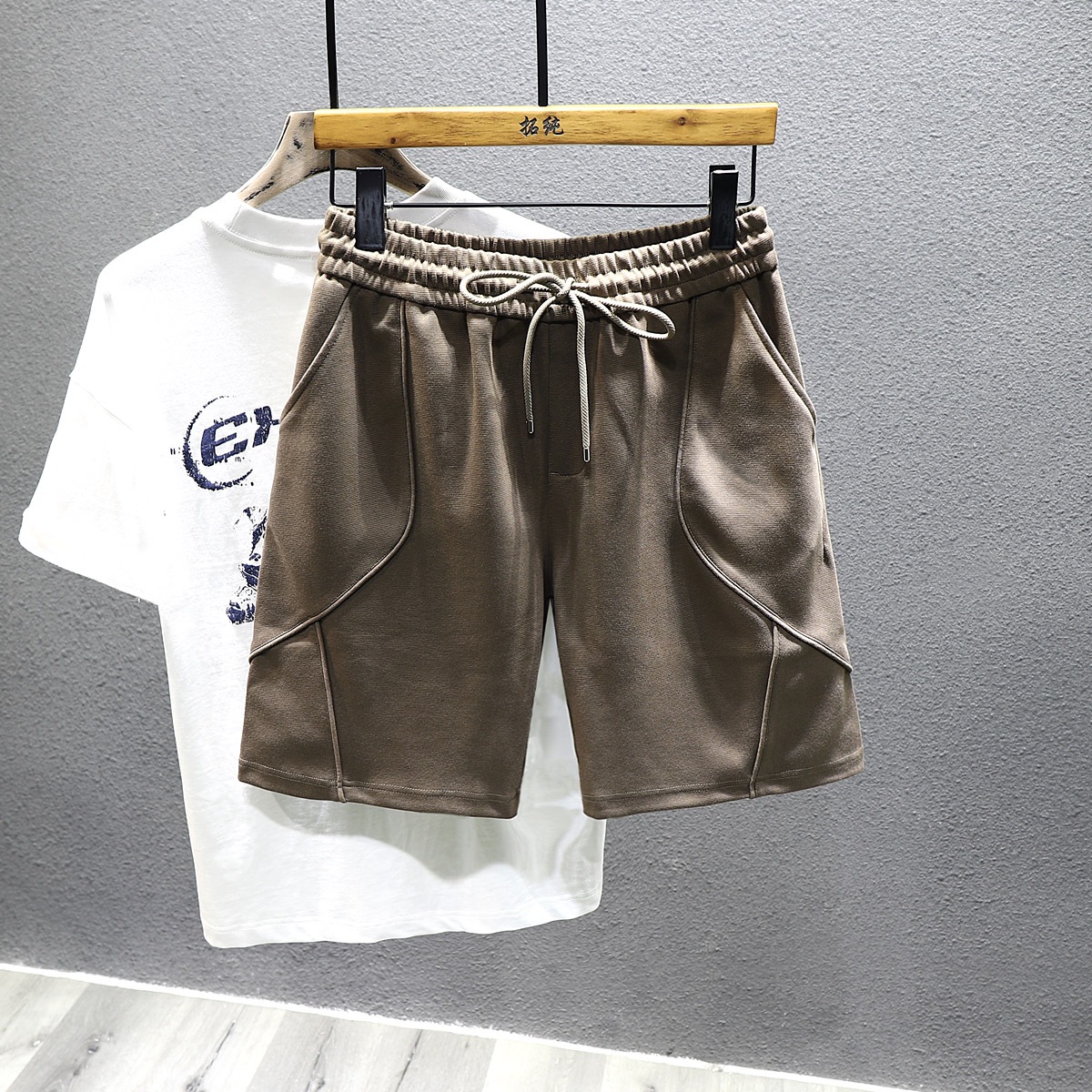 Plaid Texture Knitted Casual Shorts for Men 2025 Summer New Style American Retro Loose Straight Five-Point Medium Pants