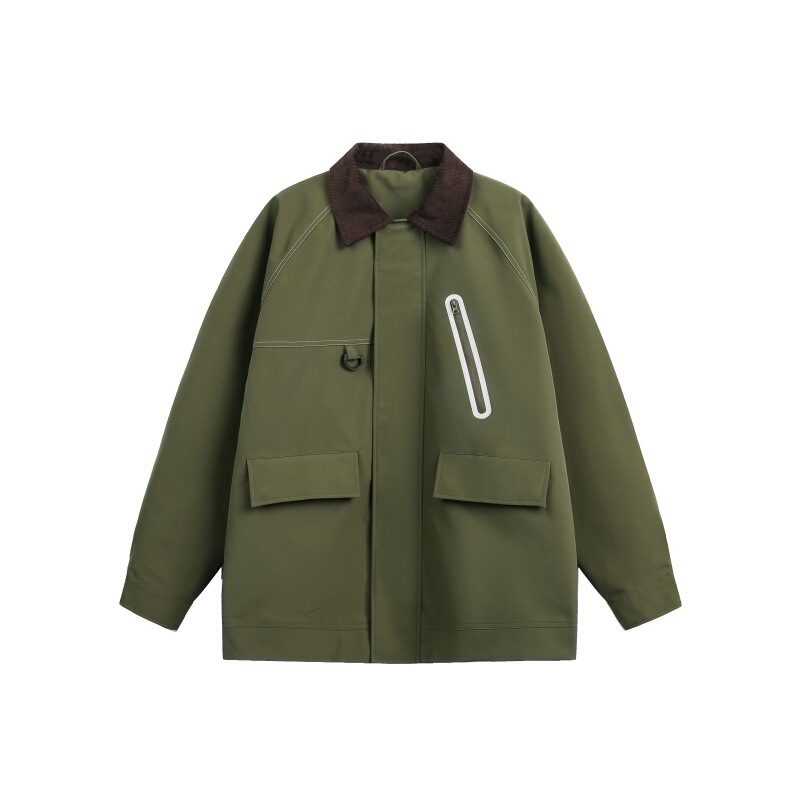 Yidao Vintage 2025 Autumn New Outdoor Waterproof Contrast Color Collar Loose Mid-Length Barbour Windbreaker Jacket