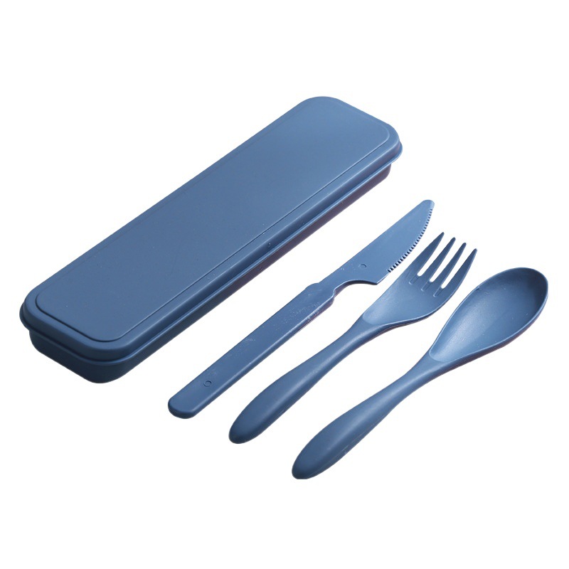 Cross-border Wheat Straw Knife, Fork and Spoon Tableware Set Amazon Explosions Outdoor Travel Portable Three-piece Set
