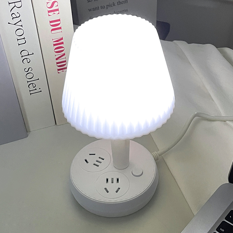 Regleta enchufable multifuncional con conversión, lámpara de escritorio, USB y toma múltiple, ideal para dormitorio u oficina