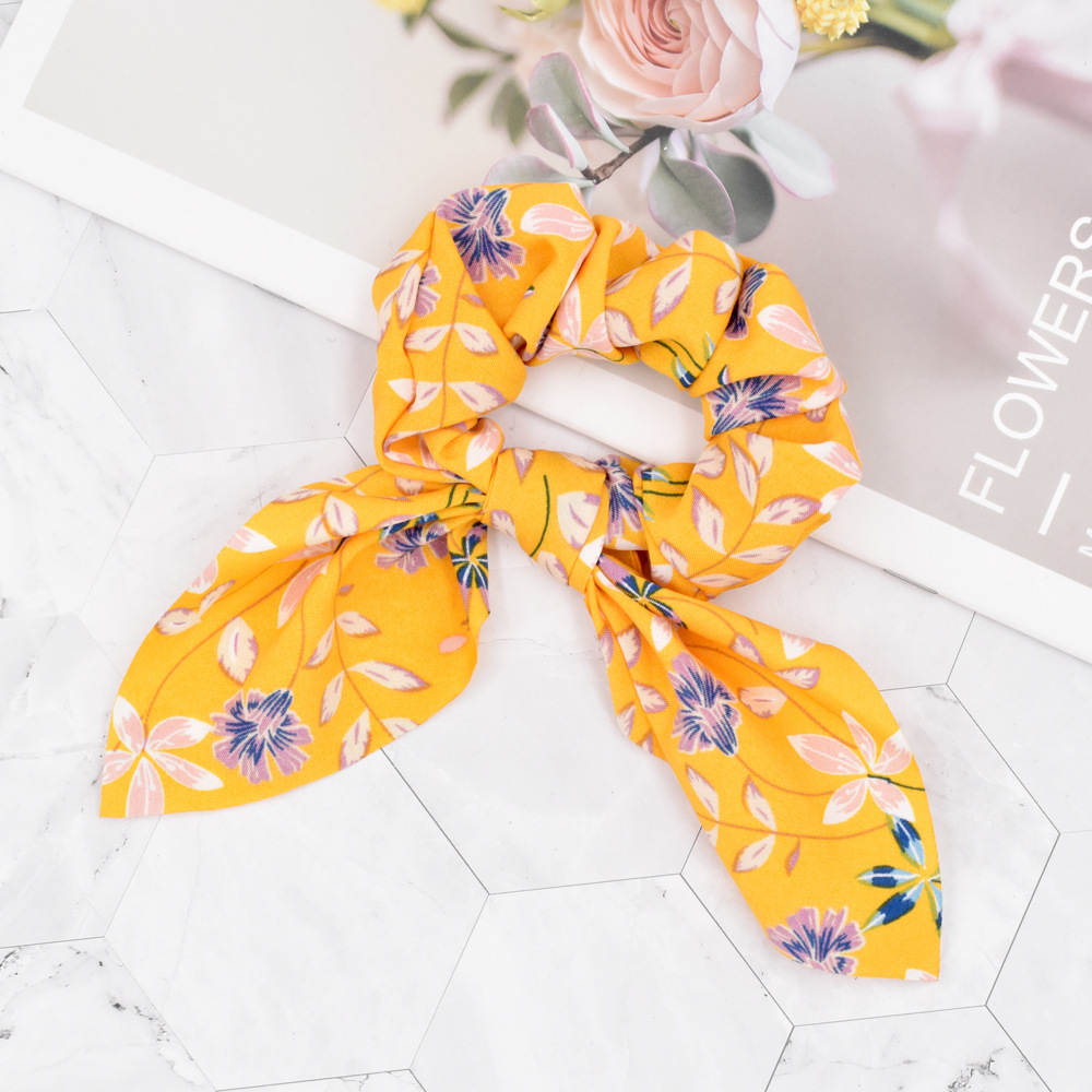 Retro Fabric Bowknot Ribbon Floral Hair Scrunchies display picture 9