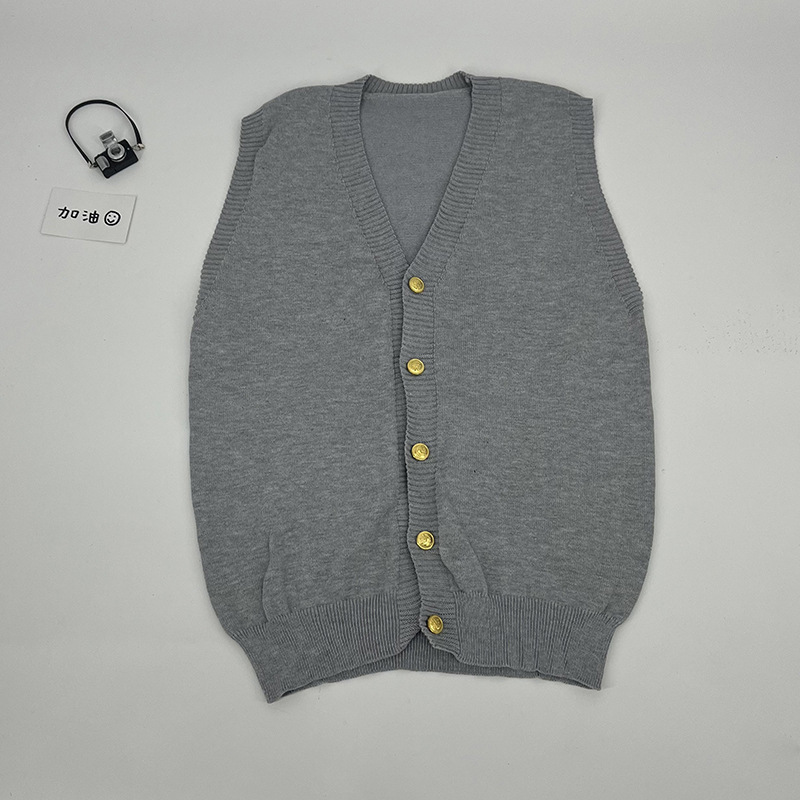 오리지널 JK 유니폼 가을과 겨울 스웨터 단색 학술 스타일 니트 조끼 소녀 학교 버튼 조끼 스웨터
