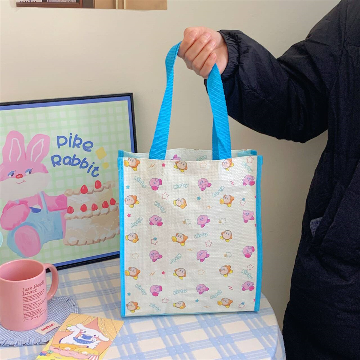外贸批发库存尾单直播供货团购！敲可爱星之卡比手拎编织袋购物袋