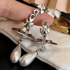 Nana Empress Dowager Saturn Ufo Pearl Earrings for Women Planet Water Drop Earrings 1-1 Empress Dowager Earrings Nana