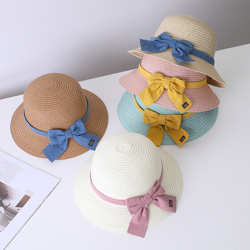 147g Weight Hat Classification straw Fabric Type Straw Hat Hats Type 1 Piece, 1 Set Quantity Holiday, Outdoor Occasion Bow Knot Pattern All Seasons Season Children Unisex Gender Sweet Style Children Unisex Sweet Bow Knot Straw Hat 6
