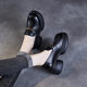 British retro brown small leather shoes women 2024 new mid-mouth single-layer shoes thick-soled loafers mid-thick heel women's shoes